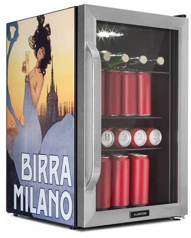Klarstein Beersafe 70, Birra Milano Edition, chladnička, 70 litrov, 3 police, panoramatické sklenené dvere, nerezová oceľ