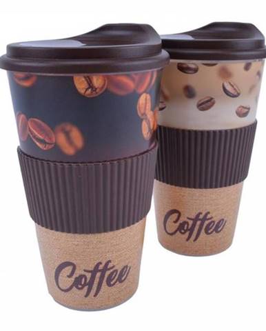 Pohár na kávu, plastový, s náustkom, 400 ml, Coffee