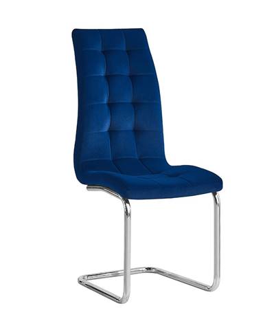 Jedálenská stolička modrá Velvet látka/chróm SALOMA NEW