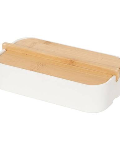 Biely úložný box s bambusovým vekom Compactor Ecologic, 15,4 x 8,3 cm