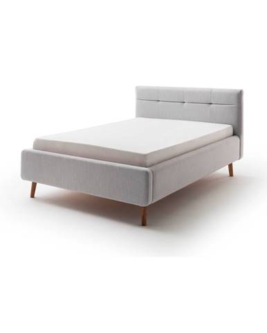 Svetlosivá čalúnená dvojlôžková posteľ s úložným priestorom s roštom 140x200 cm Lotte - Meise Möbel
