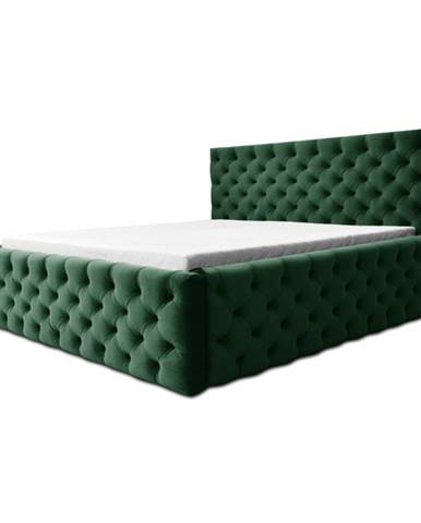 Čalúnená posteľ CHESTERFIELD zelená, 140x200 cm