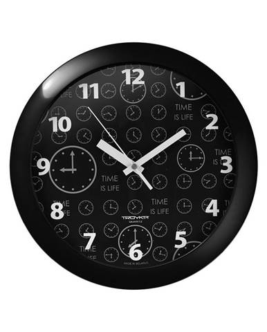 Nástenné hodiny s minerálnym sklom čierna, pr. 29 cm
