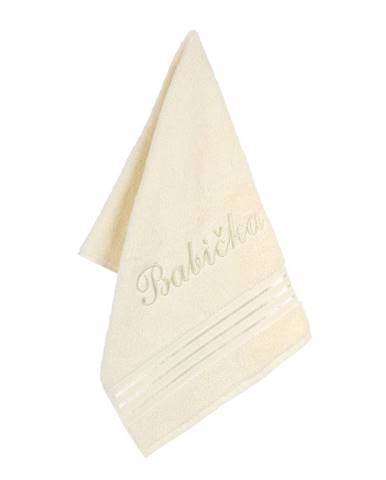Bellatex Froté uterák s výšivkou Babička vanilková, 50 x 100 cm
