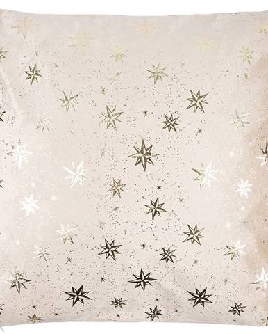 Vianočný dekoračný vankúšik Stars, béžová, 45 x 45 cm