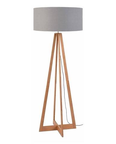 Stojacia lampa so svetlosivým tienidlom a konštrukciou z bambusu Good&Mojo Everest