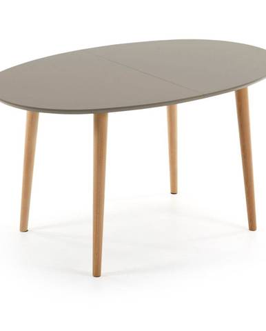 Sivý oválny rozkladací jedálenský stôl Kave Home Oakland, 140 x 90 cm