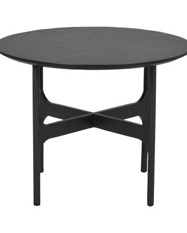 Čierny okrúhly konferenčný stolík s doskou v dekore jaseňového dreva 55x55 cm Colton - Rowico