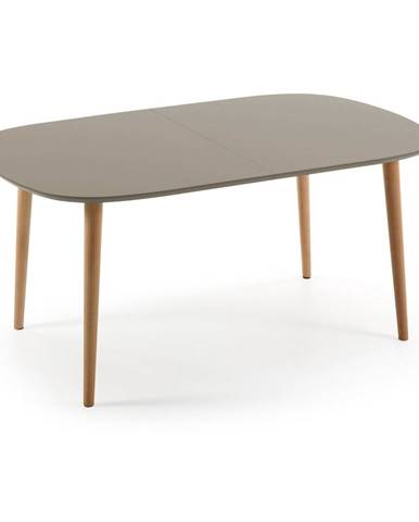 Sivý rozkladací jedálenský stôl Kave Home Oakland, 160 x 100 cm
