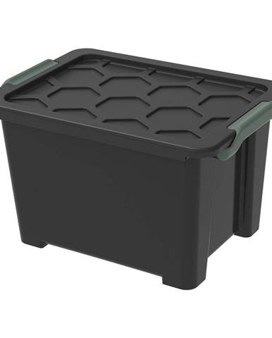 Lesklo čierny plastový úložný box s vekom Evo Safe - Rotho