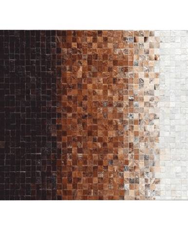 Luxusný kožený koberec biela/hnedá/čierna patchwork 200x300 KOŽA TYP 7