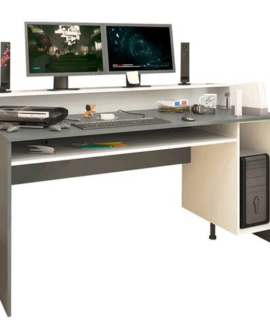 PC stôl/herný stôl grafit/biela TEZRO NEW