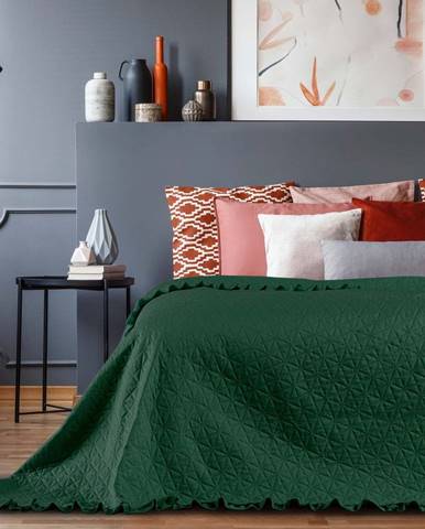 Zelený pléd cez posteľ AmeliaHome Tilia, 240 x 260 cm