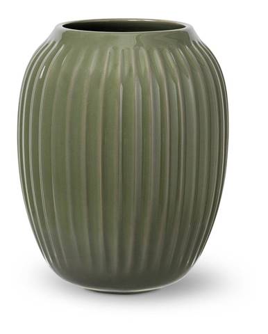 Tmavozelená kameninová váza Kähler Design, výška 21 cm