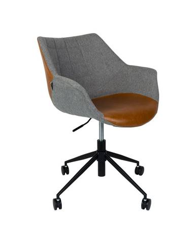 Sivá kancelárska stolička s hnedým detailom Zuiver Doulton