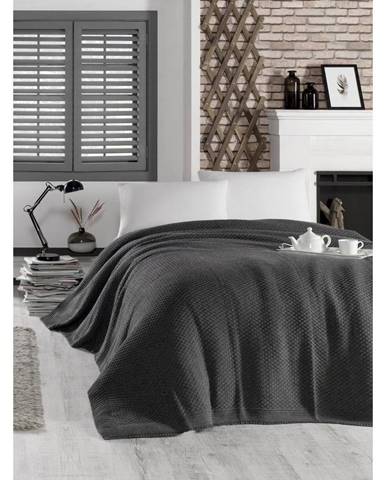 Tmavosivý pléd cez posteľ s prímesou bavlny Homemania Decor Silvi, 220 x 240 cm