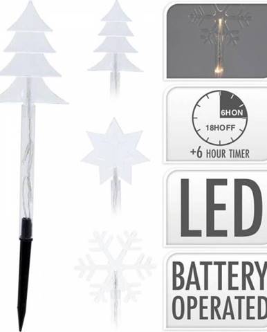 Svetlo vianočné zapichovacie 15 LED teplé biele, 37,5 cm, 5 ks, s časovačom, baterky, vonkajšie, mix