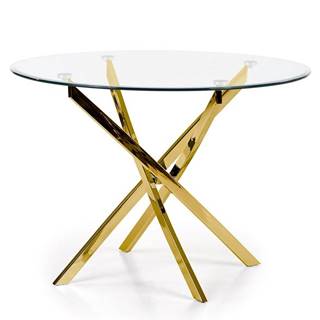 Stôl Raymond 100 Sklo/Oceľ – Bezfarebný/Zlatá