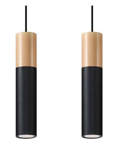 Čierne závesné svietidlo Nice Lamps Paul, dĺžka 34 cm