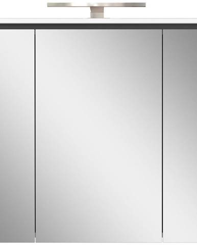 Biela kúpeľňová skrinka so zrkadlom a osvetlením 76x74 cm Modesto – Germania