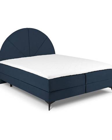 Tmavomodrá boxspring posteľ s úložným priestorom 160x200 cm Sunset – Cosmopolitan Design