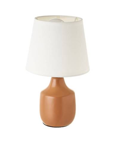 Biela/hnedá keramická stolová lampa s textilným tienidlom (výška  24 cm) – Casa Selección