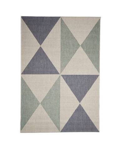 Béžovo-modrý vonkajší koberec Floorita Geo, 160 × 230 cm