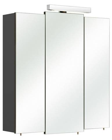 Tmavosivá závesná kúpeľňová skrinka so zrkadlom 68x73 cm Set 311 - Pelipal