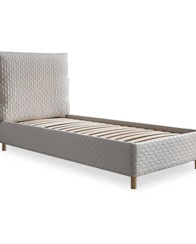 Béžová čalúnená jednolôžková posteľ s roštom 90x200 cm Sleepy Luna – Miuform