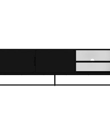 Čierny TV stolík s kovovými nohami Tenzo Lipp, šírka 176 cm