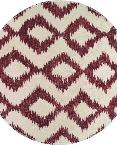 Vínovo-biely umývateľný okrúhly koberec ø 100 cm - Vitaus