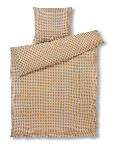 Okrovožlté/svetlomodré krepové obliečky na jednolôžko 140x200 cm Bæk&Bølge – JUNA