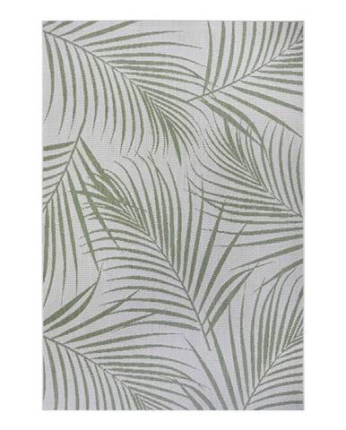 Zeleno-sivý vonkajší koberec Ragami Flora, 80 x 150 cm
