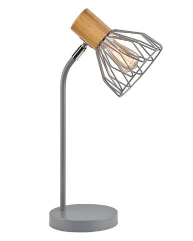 Stolná lampa sivá kov/drevo TREX TYP 1