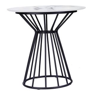 Jedálenský stôl biela/čierna priemer 70 cm TEGAN P1 poškodený tovar