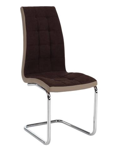 Jedálenská stolička hnedá látka/ekokoža béžová/chróm SALOMA NEW RP1 rozbalený tovar