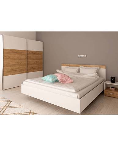 Spálňový komplet (posteľ 160x200 cm) biela/dub artisan GABRIELA P2 poškodený tovar