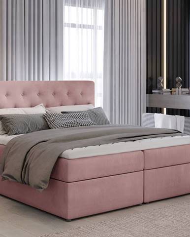 Liborn 140 čalúnená manželská posteľ s úložným priestorom ružová