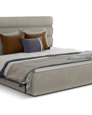 Casos 160 čalúnená manželská posteľ s roštom krémová