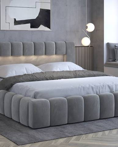 Lamia KUP 160 čalúnená manželská posteľ s roštom sivá