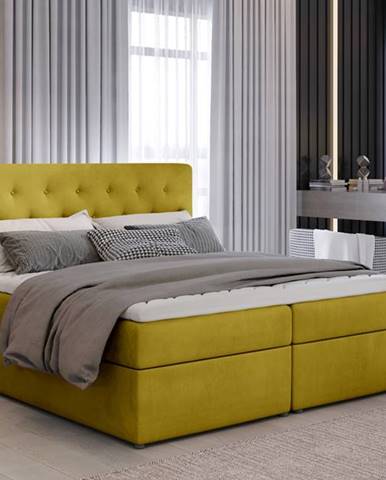 Liborn 160 čalúnená manželská posteľ s úložným priestorom zlatá