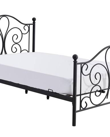Panama 120 kovová jednolôžková posteľ s roštom čierna