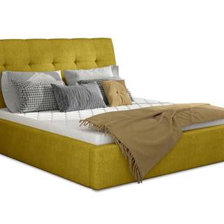 Ikaria UP 180 čalúnená manželská posteľ s roštom žltá