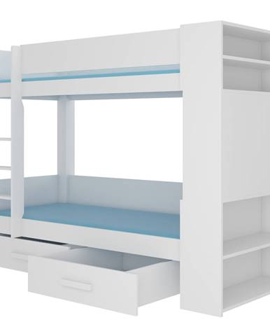 Guinea poschodová posteľ s úložným priestorom 80x180 cm biela