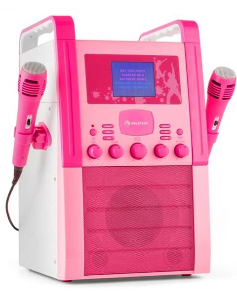 Auna Auna KA8P-V2 PK, ružová, karaoke systém s CD prehrávačom, AUX, 2 mikrofóny