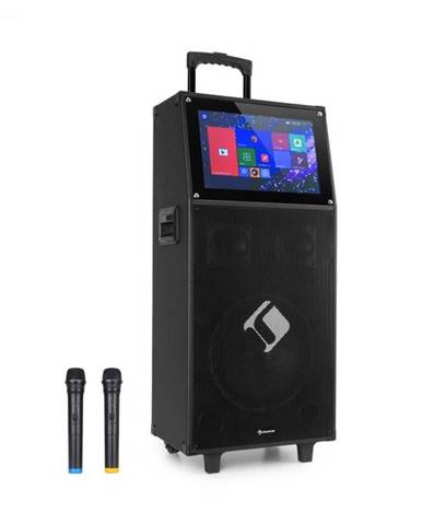 Auna KTV, karaoke systém, 15,4" dotykový displej, 2 UHF mikrofóny, WiFi, BT, USB, SD, HDMI, vozík