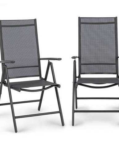 Blumfeldt Almeria, skladacia stolička, sada 2 kusov, 56,5 x 107 x 68 cm, ComfortMesh, antracitová