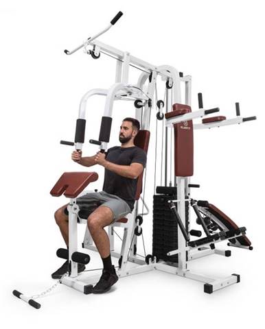 KLARFIT Ultimate Gym 9000, 7 staníc, do 120 kg, QR oceľ, biela