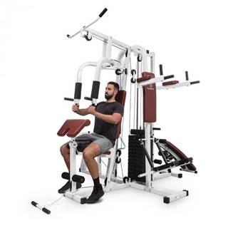 KLARFIT Ultimate Gym 9000, 7 staníc, do 120 kg, QR oceľ, biela