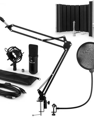 Auna CM001B mikrofónová sada V5 kondenzátorový mikrofón, mikrofónové rameno, pop filter, panel, čierna farba